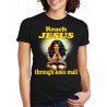 REACH JESUS THROUGH KNEE MAIL WHITE WOMAN YELLOW LETTERING